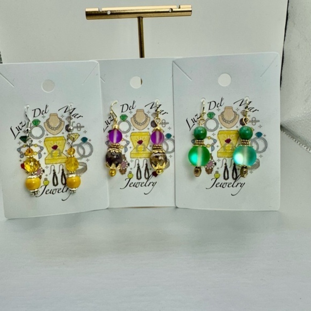 Luzdelmar handmade Vibrant Yellow and Purple Art-Inspired Earrings
